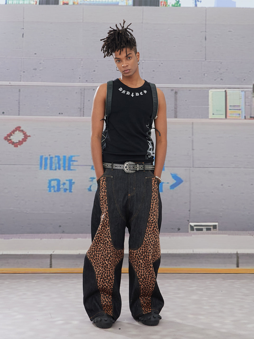 DND4DES | Cross Leopard Patch Baggy Jeans - PSYLOS 1, DND4DES | Cross Leopard Patch Baggy Jeans, Jeans, DND4DES•JAPAN, PSYLOS 1