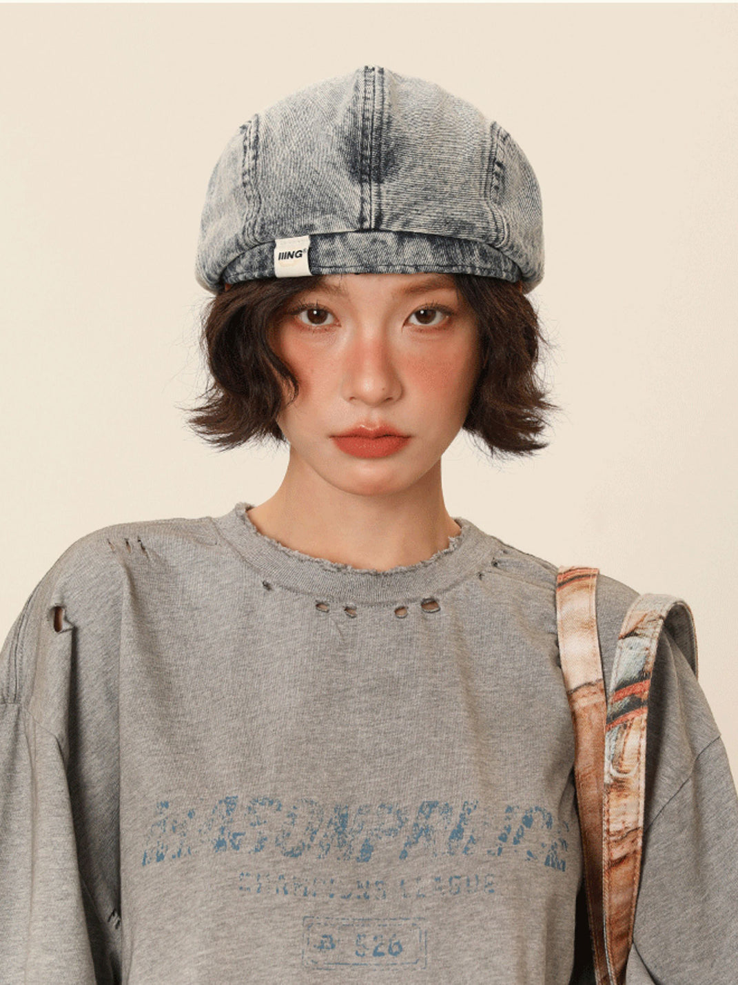 IIING | Retro Washed Denim Adjustable Beret Hat - PSYLOS 1, IIING | Retro Washed Denim Adjustable Beret Hat, Accessories, IIING, PSYLOS 1