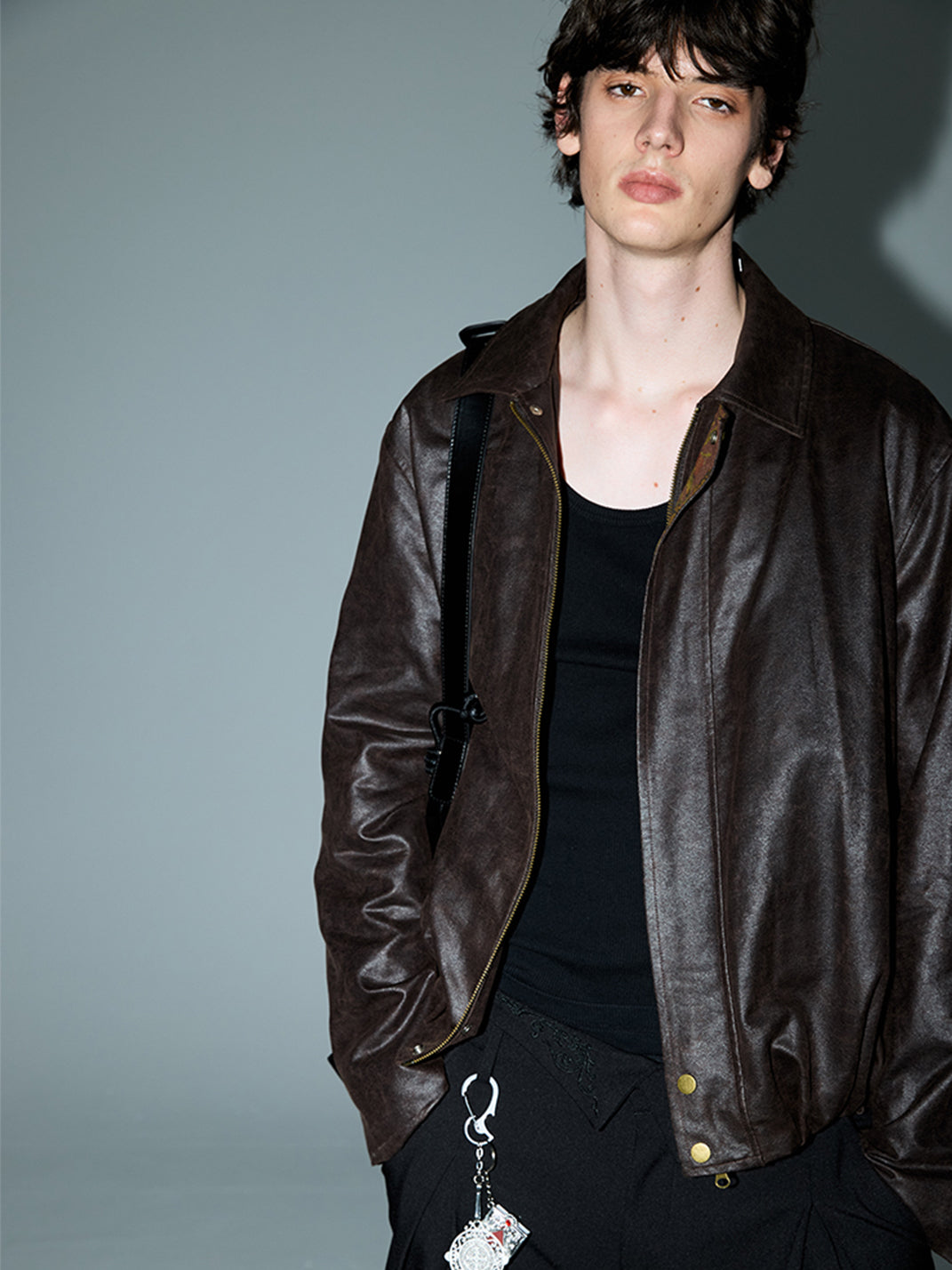 KREATE | Retro Color Block Floral Lining Leather Jacket - PSYLOS 1, KREATE | Retro Color Block Floral Lining Leather Jacket, Tops, KREATE, PSYLOS 1