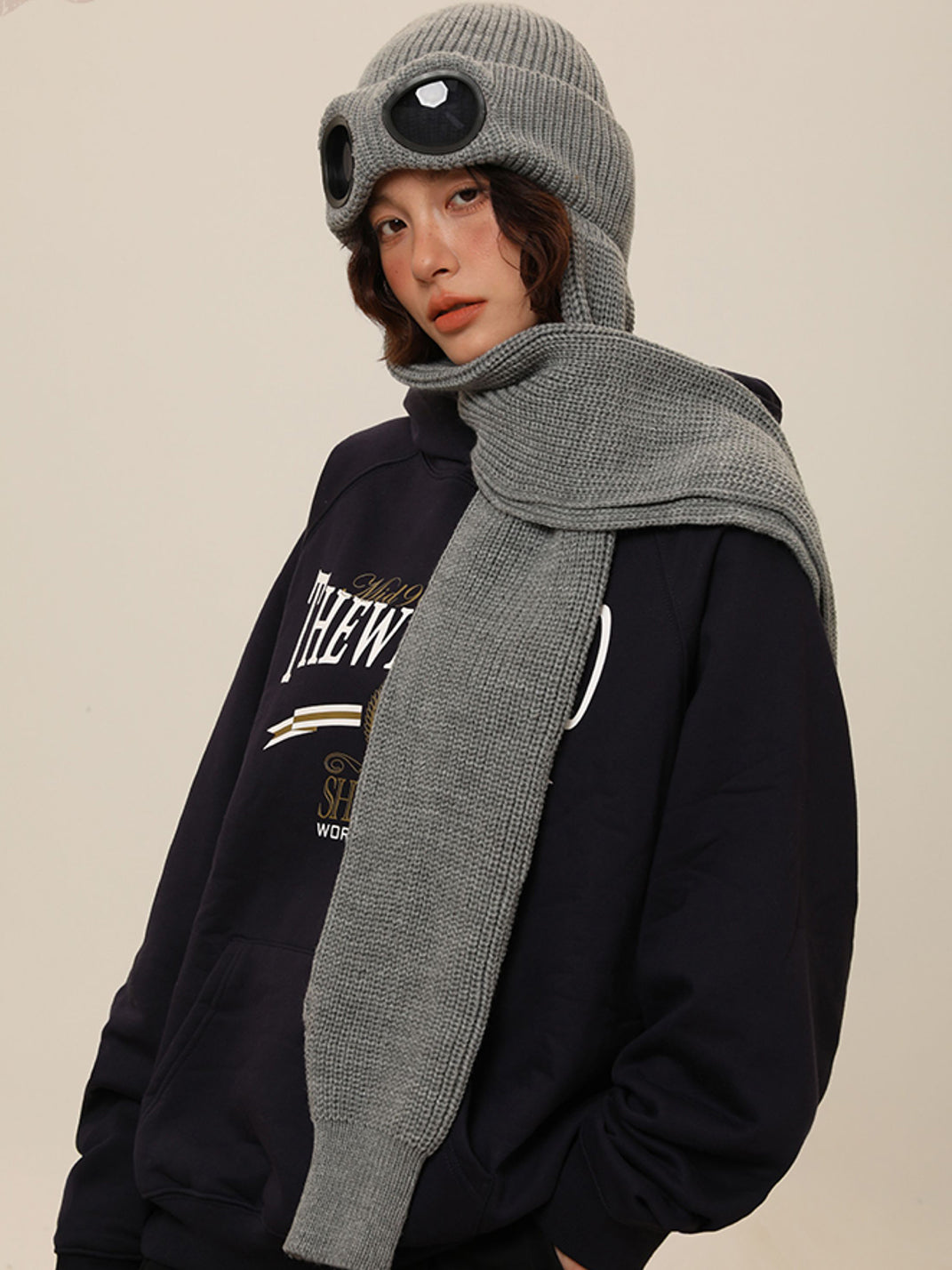 IIING | Flight Sunglasses Knit Scarf Beanie-Gray - PSYLOS 1, IIING | Flight Sunglasses Knit Scarf Beanie-Gray, Accessories, IIING, PSYLOS 1