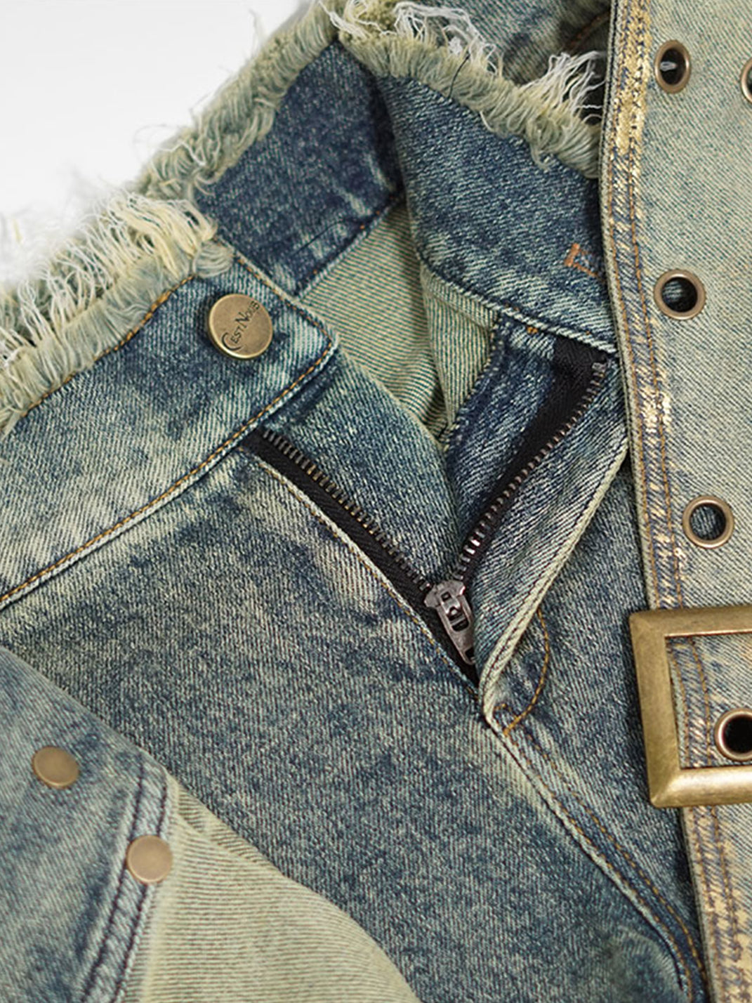 CestNous｜Women's Patchwork Pleated Denim Skort - PSYLOS 1, CestNous｜Women's Patchwork Pleated Denim Skort, Shorts, CestNous, PSYLOS 1