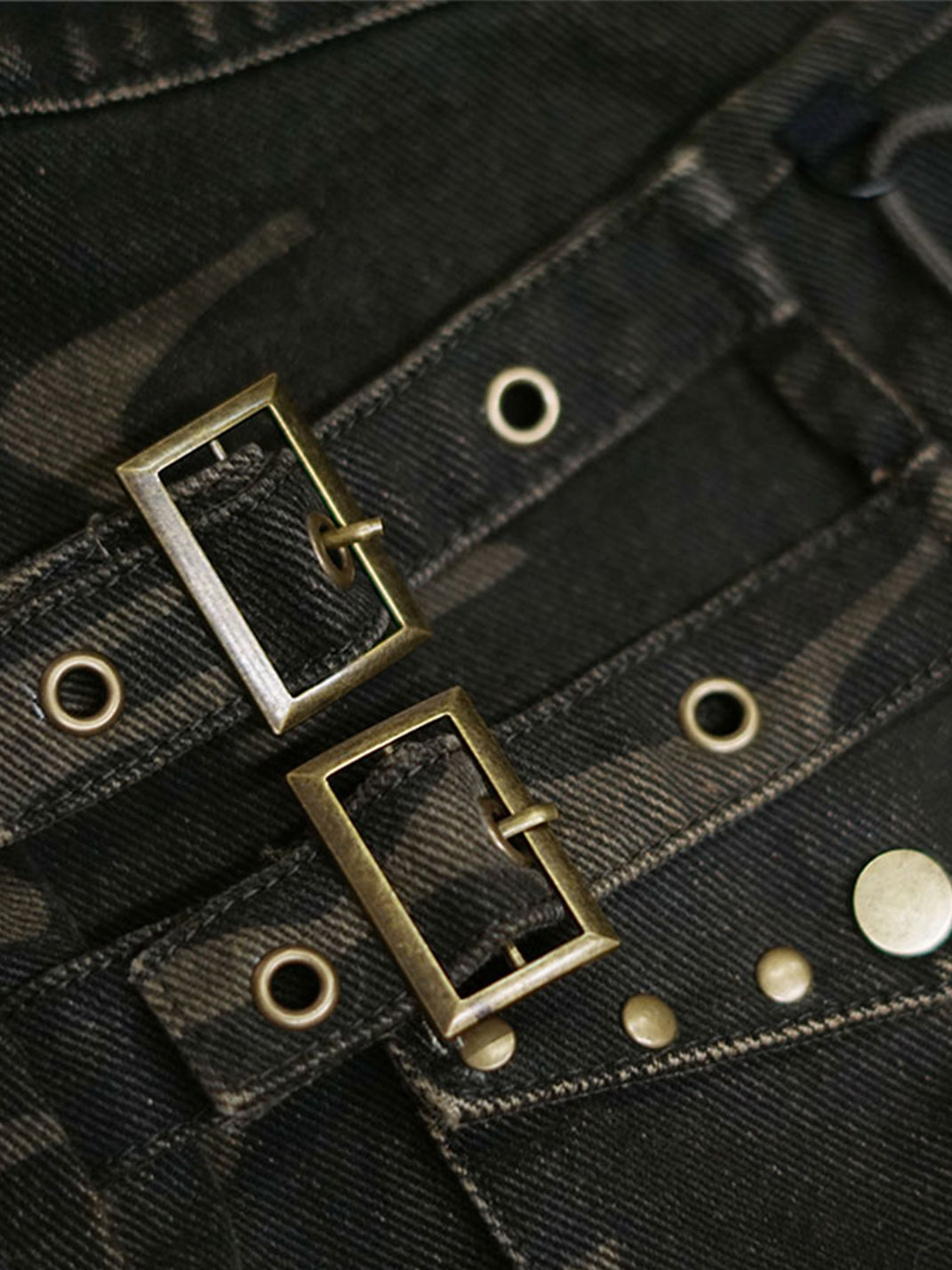 CestNous｜Women's Washed Studded Camouflage Mini Skirt - PSYLOS 1, CestNous｜Women's Washed Studded Camouflage Mini Skirt, Shorts, CestNous, PSYLOS 1