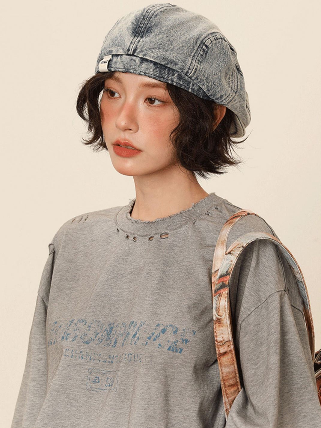 IIING | Retro Washed Denim Adjustable Beret Hat - PSYLOS 1, IIING | Retro Washed Denim Adjustable Beret Hat, Accessories, IIING, PSYLOS 1