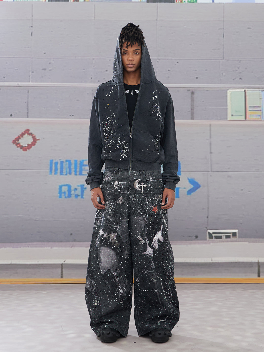 DND4DES | Armored Print Rhinestone Denim Pants - PSYLOS 1, DND4DES | Armored Print Rhinestone Denim Pants, Jeans, DND4DES•JAPAN, PSYLOS 1