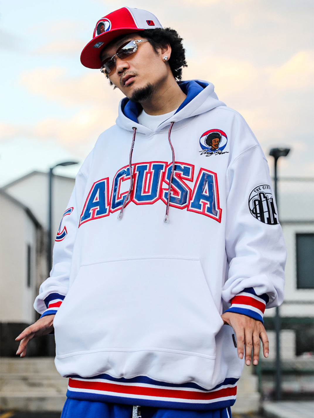 ACUSA | Oversized Retro Hoodie With Leather Logo - PSYLOS 1, ACUSA | Oversized Retro Hoodie With Leather Logo, Tops, ACUSA, PSYLOS 1