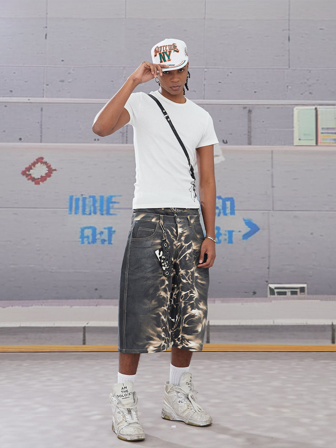 DND4DES | Leopard Print Waxed Denim Shorts - PSYLOS 1, DND4DES | Leopard Print Waxed Denim Shorts, Denim Shorts, DND4DES•JAPAN, PSYLOS 1