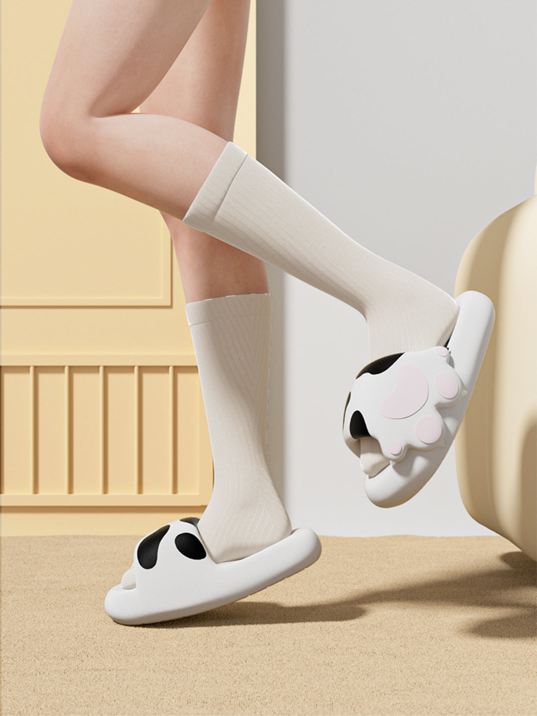 Chedoir | Cat Paw Cow Pattern Slides - PSYLOS 1, Chedoir | Cat Paw Cow Pattern Slides, Slippers, Chedoir, PSYLOS 1