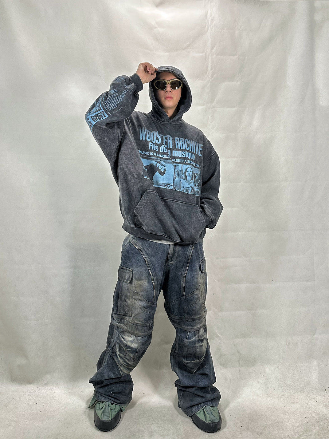 WoosterArchive | Pintuck Aged Cargo Loose Fit Jeans - PSYLOS 1, WoosterArchive | Pintuck Aged Cargo Loose Fit Jeans, Men's Wear, WoosterArchive, PSYLOS 1