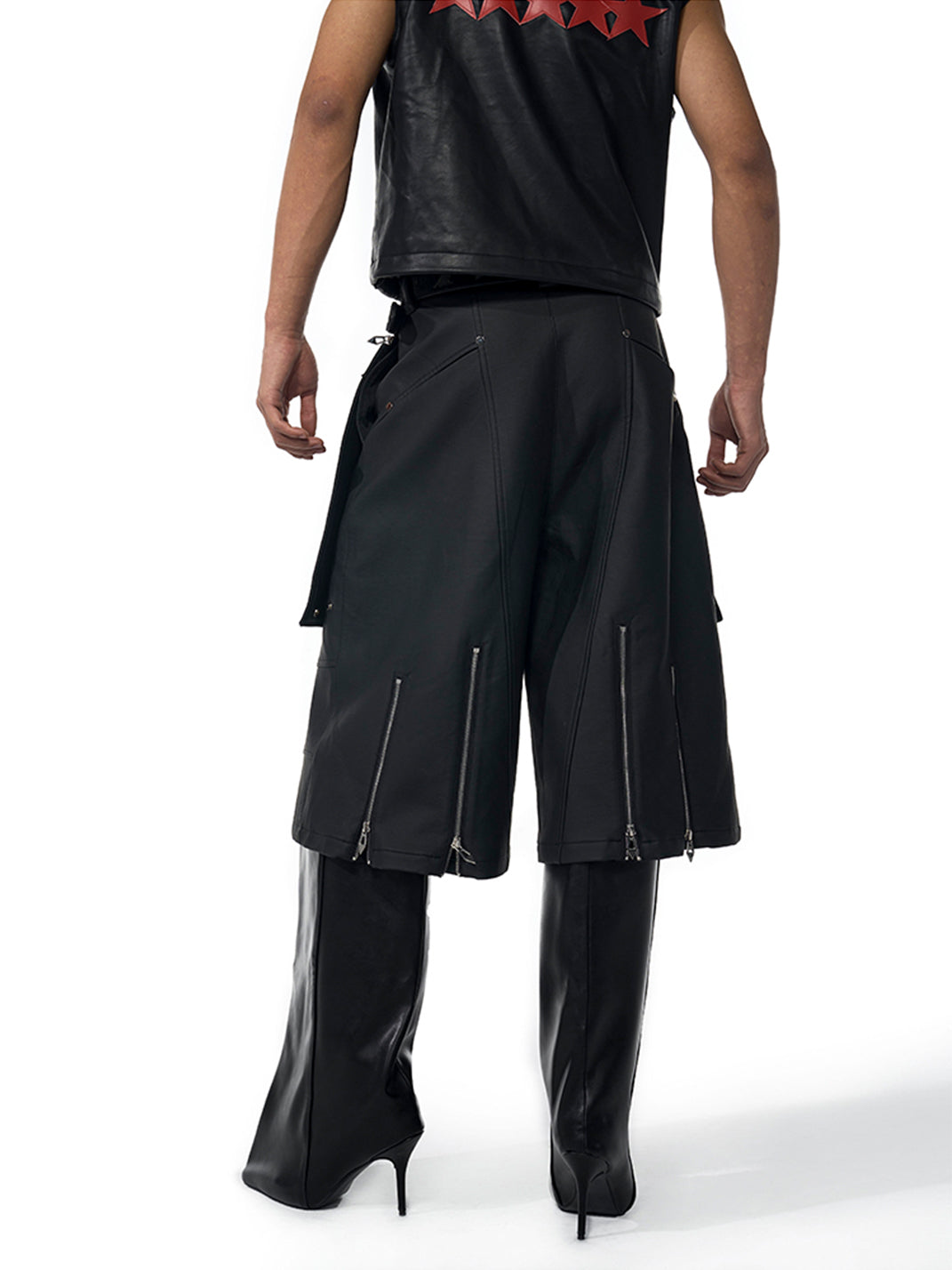 Fourth3ex | Slogan Print Cropped Leather Pants - PSYLOS 1, Fourth3ex | Slogan Print Cropped Leather Pants, Pants, Fourth3ex, PSYLOS 1