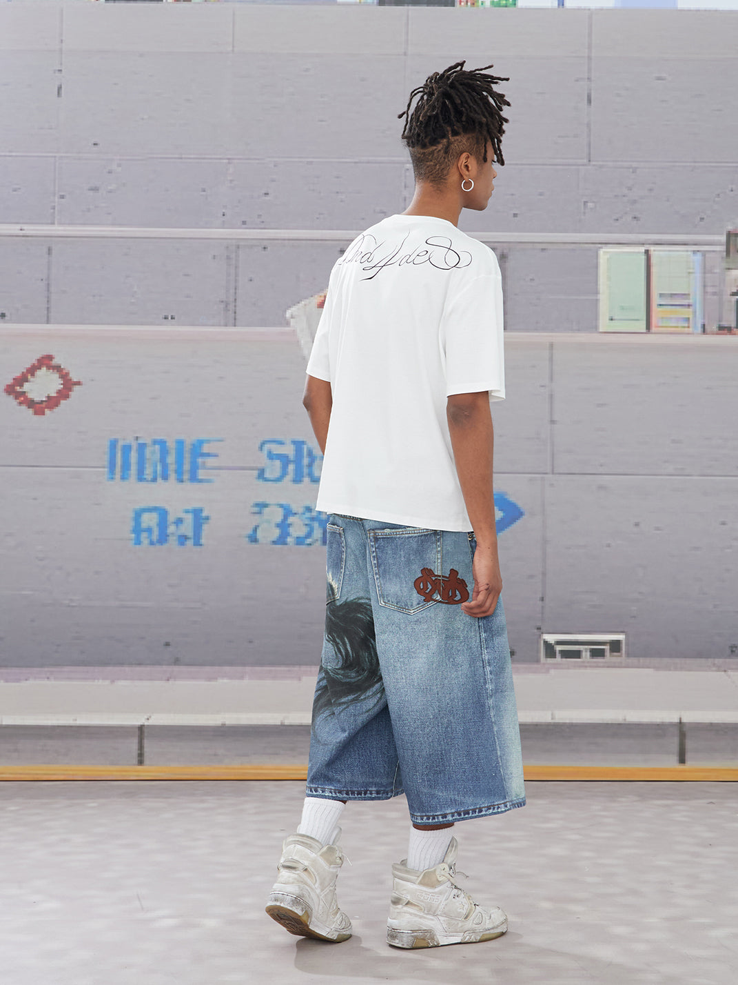 DND4DES | Oil Painting Horse Print Shorts - PSYLOS 1, DND4DES | Oil Painting Horse Print Shorts, Denim Shorts, DND4DES•JAPAN, PSYLOS 1