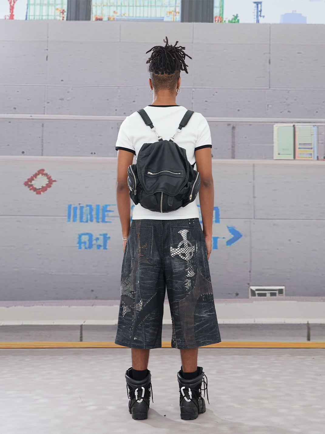 DND4DES | Cross Patch Printed Denim Shorts - PSYLOS 1, DND4DES | Cross Patch Printed Denim Shorts, Denim Shorts, DND4DES•JAPAN, PSYLOS 1