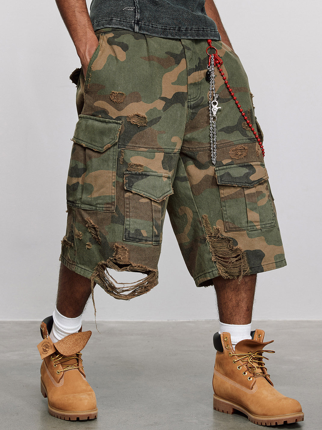 ANTIDOTE | Camouflage Ripped Cargo Pants