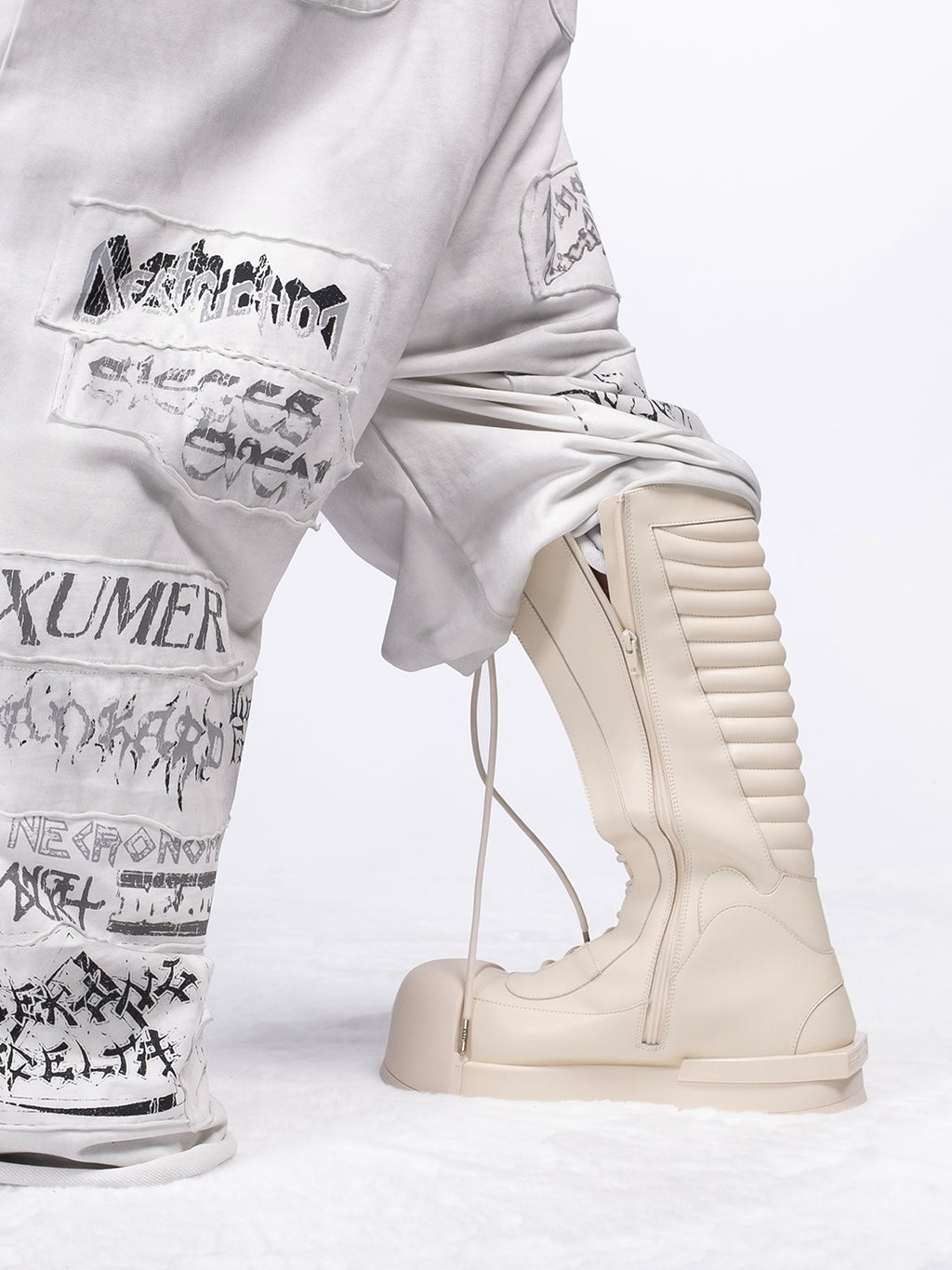 FVVO丨R/F White Architectural Round-Toe Combat Boots - PSYLOS 1, FVVO丨R/F White Architectural Round-Toe Combat Boots, Boots, FVVO&ROCKSTA, PSYLOS 1