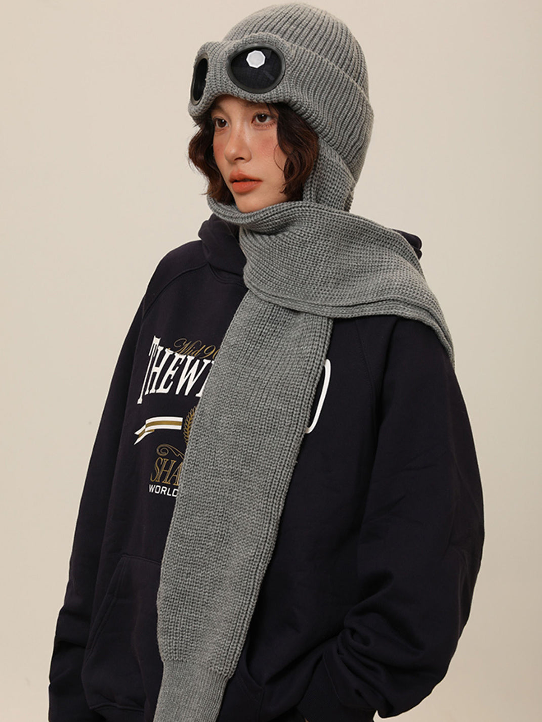 IIING | Flight Sunglasses Knit Scarf Beanie-Gray - PSYLOS 1, IIING | Flight Sunglasses Knit Scarf Beanie-Gray, Accessories, IIING, PSYLOS 1