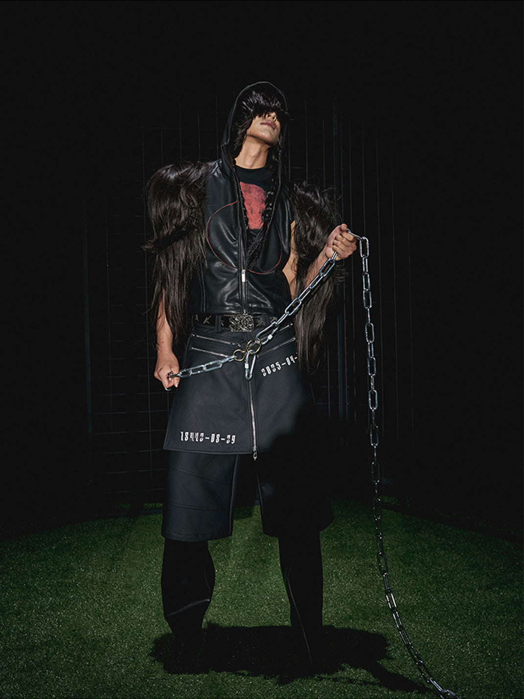 Fourth3ex | Slogan Print Cropped Leather Pants - PSYLOS 1, Fourth3ex | Slogan Print Cropped Leather Pants, Pants, Fourth3ex, PSYLOS 1
