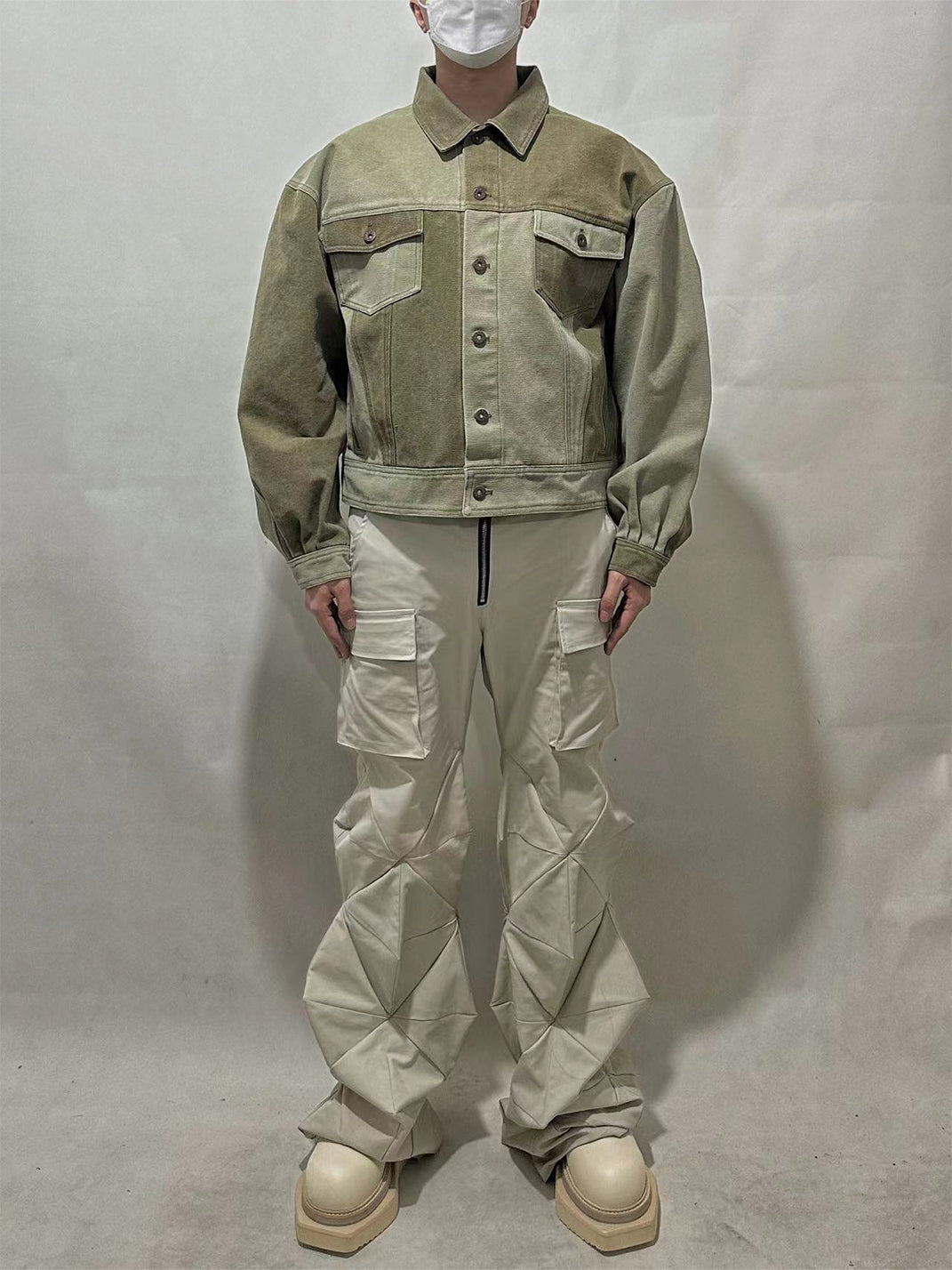 WoosterArchive | Oversized Two-Tone Patchwork Aged Demin Jacket - PSYLOS 1, WoosterArchive | Oversized Two-Tone Patchwork Aged Demin Jacket, Men's Wear, WoosterArchive, PSYLOS 1