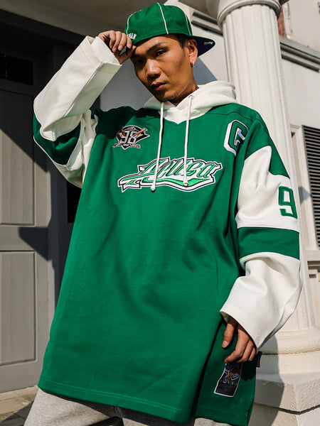 ACUSA | Color Block Oversized Hockey Sweatshirt With Hand Sew Patches - PSYLOS 1, ACUSA | Color Block Oversized Hockey Sweatshirt With Hand Sew Patches, Tops, ACUSA, PSYLOS 1