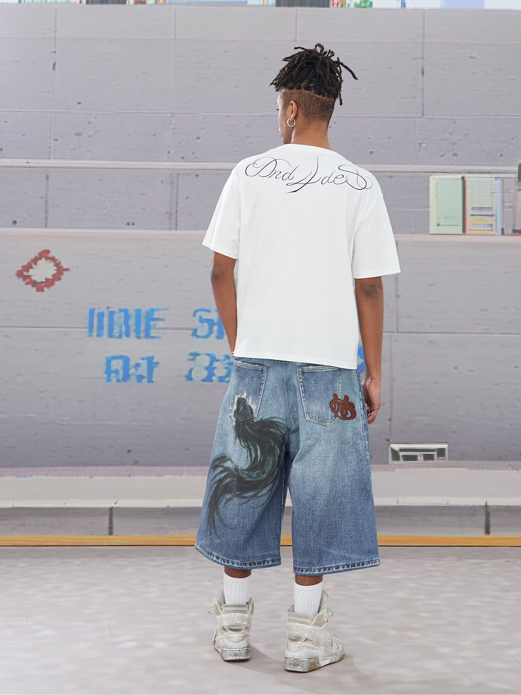 DND4DES | Oil Painting Horse Print Shorts - PSYLOS 1, DND4DES | Oil Painting Horse Print Shorts, Denim Shorts, DND4DES•JAPAN, PSYLOS 1