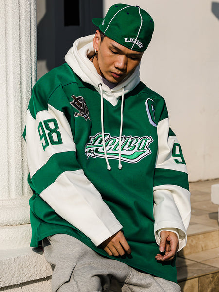 ACUSA | Color Block Oversized Hockey Sweatshirt With Hand Sew Patches - PSYLOS 1, ACUSA | Color Block Oversized Hockey Sweatshirt With Hand Sew Patches, Tops, ACUSA, PSYLOS 1