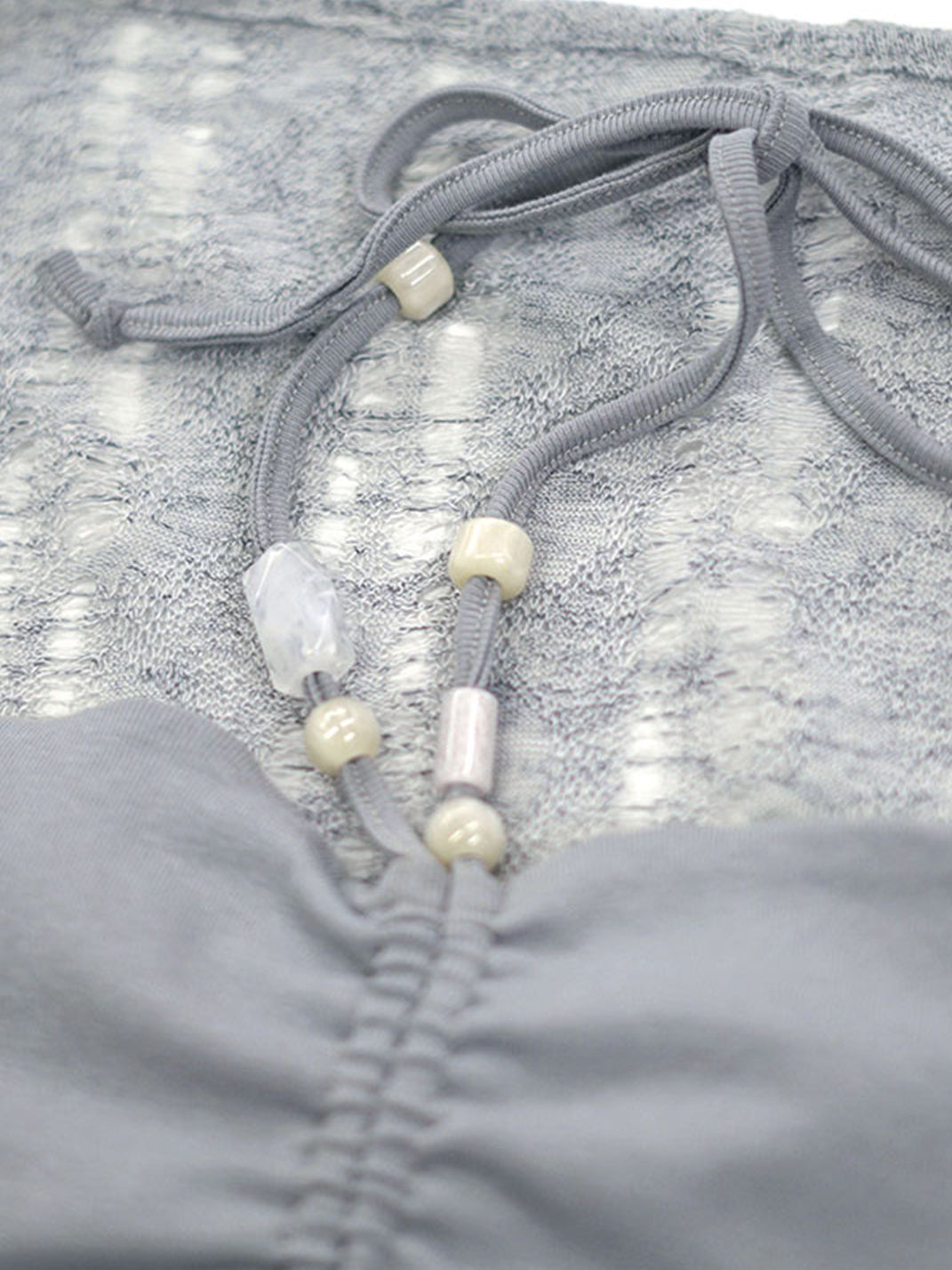 CestNous｜Beaded Chiffon Cutout Cowl Neck Top-Blue - PSYLOS 1, CestNous｜Beaded Chiffon Cutout Cowl Neck Top-Blue, Blouses, CestNous, PSYLOS 1