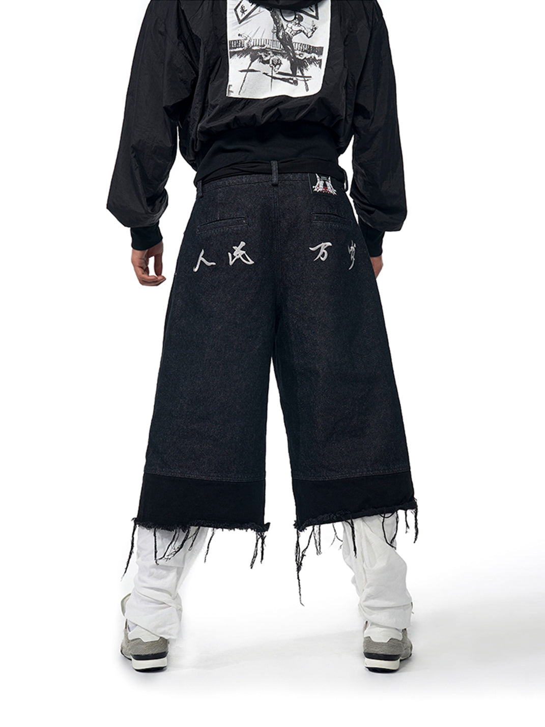 Fourth3ex | Embroidered Fringe Cropped Jeans - PSYLOS 1, Fourth3ex | Embroidered Fringe Cropped Jeans, Jeans, Fourth3ex, PSYLOS 1