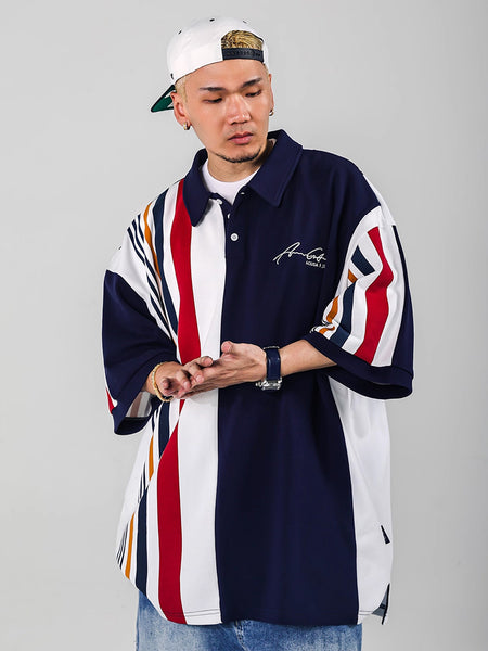 ACUSA | Asymmetrical Color Block Oversized Polo - PSYLOS 1, ACUSA | Asymmetrical Color Block Oversized Polo, Tops, ACUSA, PSYLOS 1