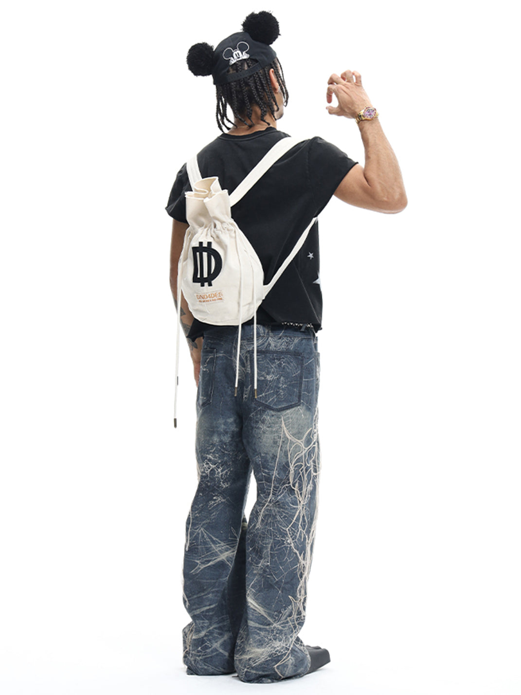 DND4DES | Distressed Web Embroidered Jeans - PSYLOS 1, DND4DES | Distressed Web Embroidered Jeans, Jeans, DND4DES•JAPAN, PSYLOS 1