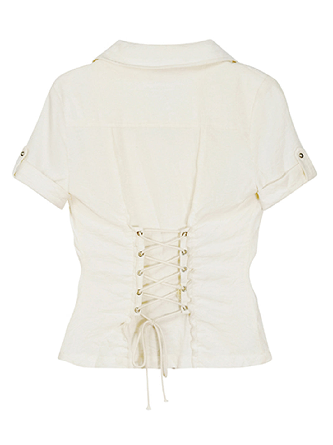 CestNous｜Ruffled Studded Gothic Crop Shirt-White - PSYLOS 1, CestNous｜Ruffled Studded Gothic Crop Shirt-White, Shirts, CestNous, PSYLOS 1