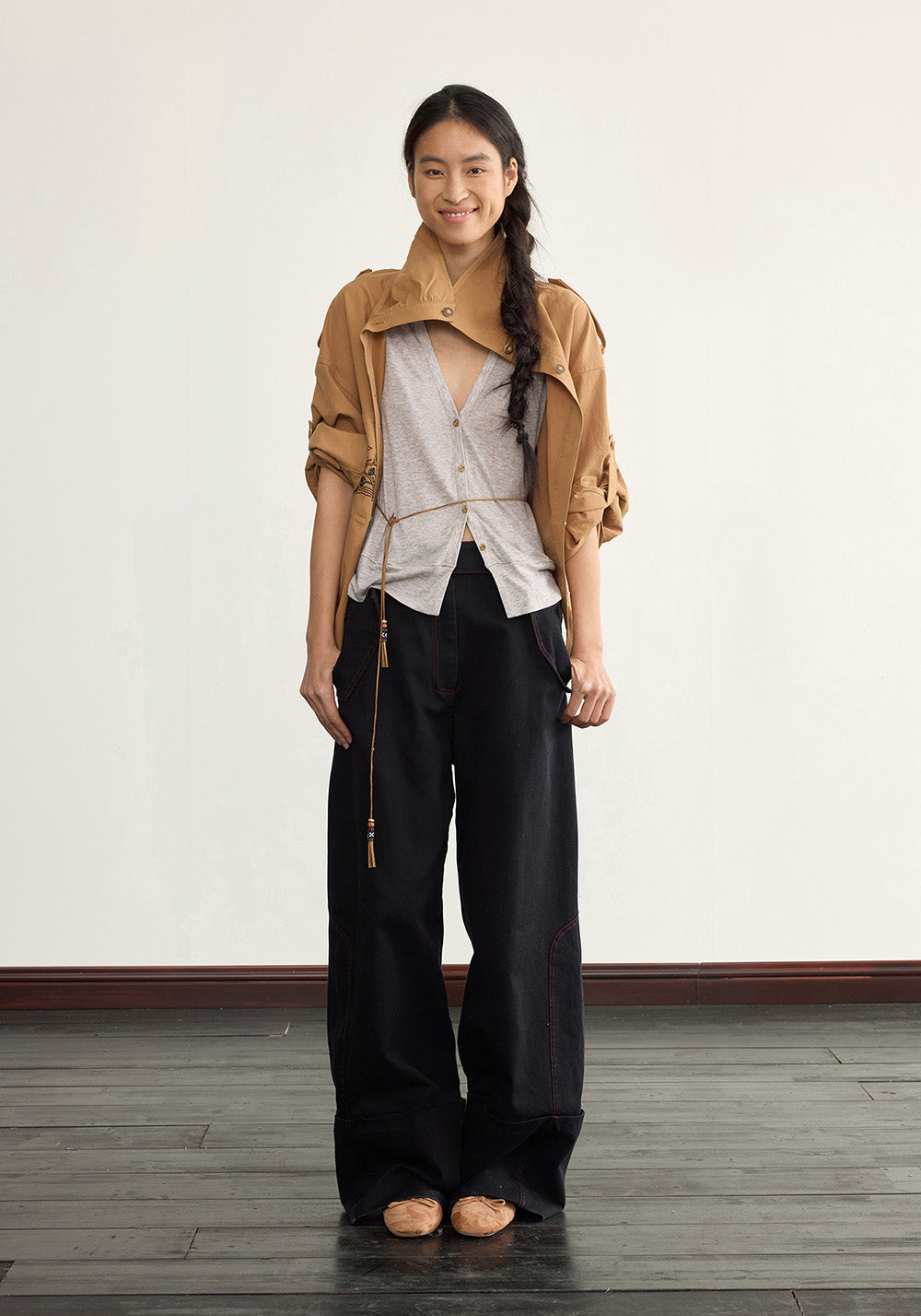 NyDkyel丨Deconstructed Placket Linen Blend Shirt-Brown - PSYLOS 1, NyDkyel丨Deconstructed Placket Linen Blend Shirt-Brown, Shirt, NyDkyel, PSYLOS 1