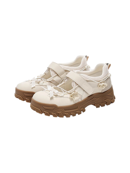 EBLAN丨"Meadowlands" Hybrid Quick-Lace Velcro Ballet Trainer-Beige - PSYLOS 1, EBLAN丨"Meadowlands" Hybrid Quick-Lace Velcro Ballet Trainer-Beige, Mary Jane shoes, EBLAN, PSYLOS 1