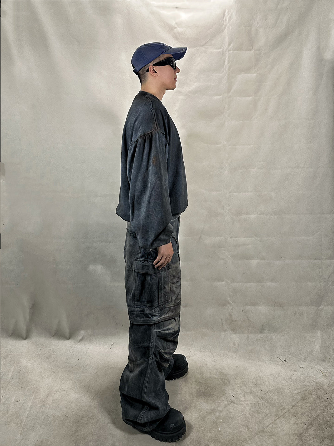 WoosterArchive | Pintuck Aged Cargo Loose Fit Jeans - PSYLOS 1, WoosterArchive | Pintuck Aged Cargo Loose Fit Jeans, Men's Wear, WoosterArchive, PSYLOS 1