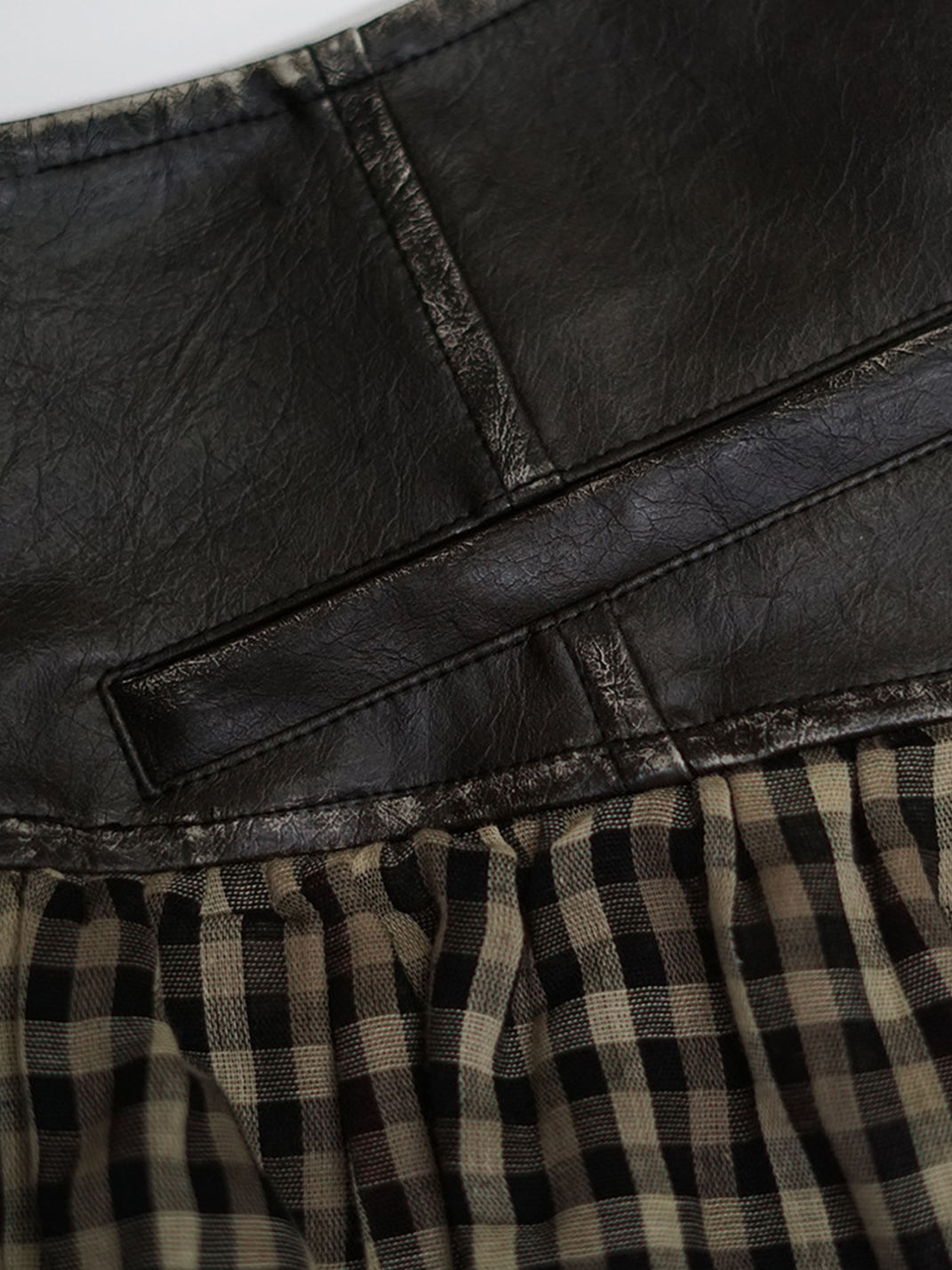 CestNous｜Asymmetric Gothic Plaid Skirt with PU Trim - PSYLOS 1, CestNous｜Asymmetric Gothic Plaid Skirt with PU Trim, Skirt, CestNous, PSYLOS 1