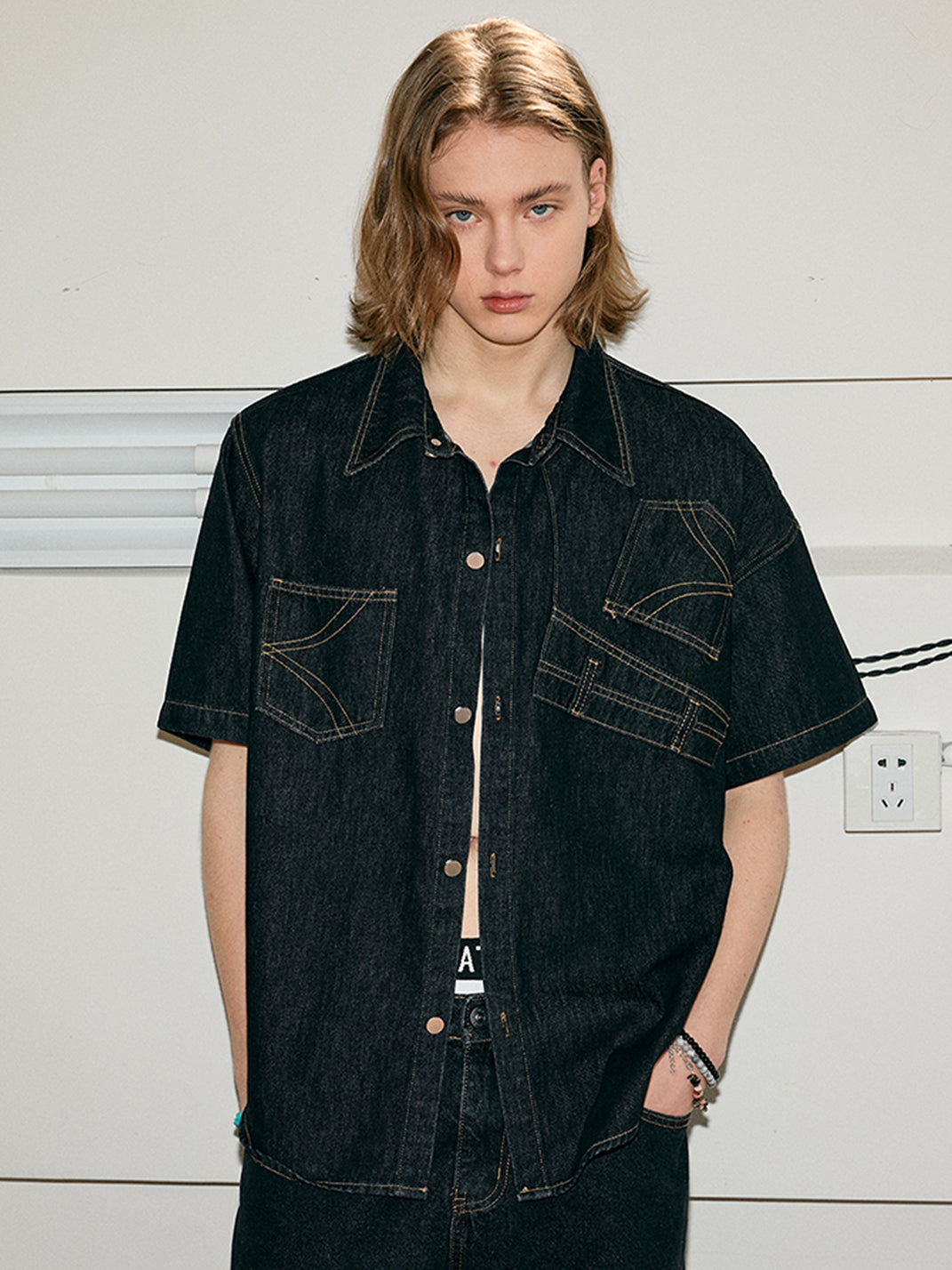 KREATE | Deconstruct Series Up-Side-Down Pocket Denim Shirt - PSYLOS 1, KREATE | Deconstruct Series Up-Side-Down Pocket Denim Shirt, Tops, KREATE, PSYLOS 1