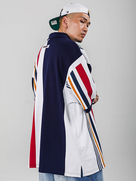 ACUSA | Asymmetrical Color Block Oversized Polo - PSYLOS 1, ACUSA | Asymmetrical Color Block Oversized Polo, Tops, ACUSA, PSYLOS 1