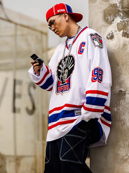 ACUSA | "AFRO" Rangers Colorway Oversized Hockey Jersey - PSYLOS 1, ACUSA | "AFRO" Rangers Colorway Oversized Hockey Jersey, Tops, ACUSA, PSYLOS 1
