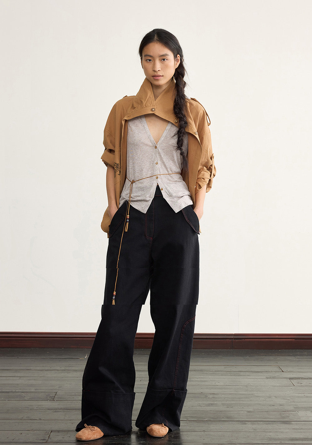 NyDkyel丨Deconstructed Placket Linen Blend Shirt-Brown - PSYLOS 1, NyDkyel丨Deconstructed Placket Linen Blend Shirt-Brown, Shirt, NyDkyel, PSYLOS 1