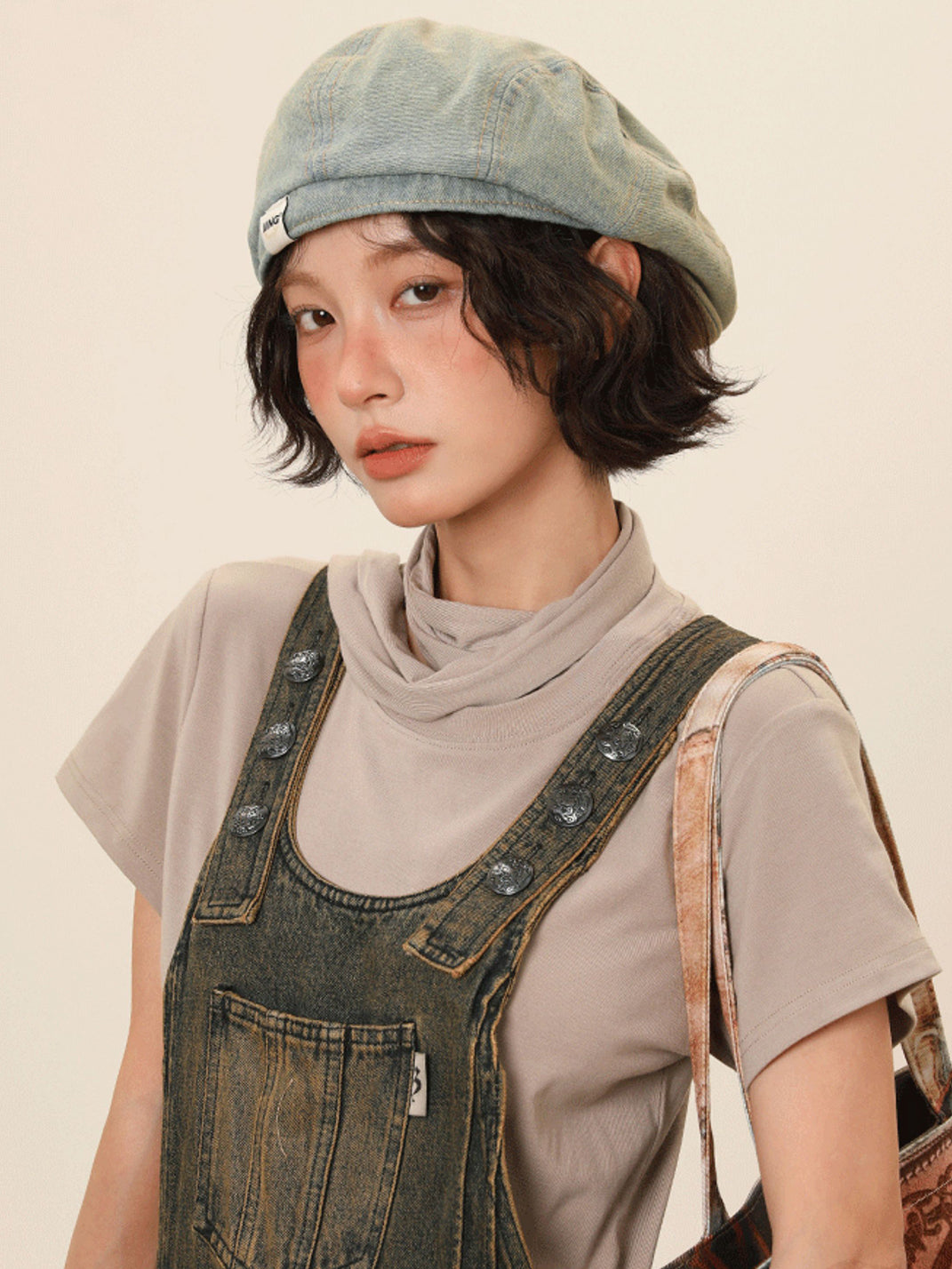 IIING | Retro Washed Denim Adjustable Beret Hat - PSYLOS 1, IIING | Retro Washed Denim Adjustable Beret Hat, Accessories, IIING, PSYLOS 1