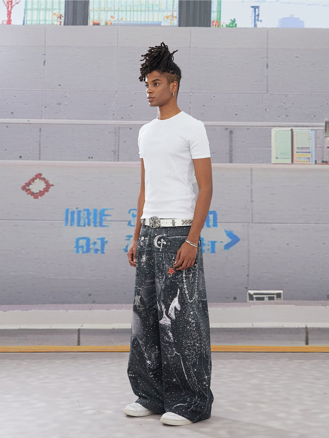 DND4DES | Armored Print Rhinestone Denim Pants - PSYLOS 1, DND4DES | Armored Print Rhinestone Denim Pants, Jeans, DND4DES•JAPAN, PSYLOS 1