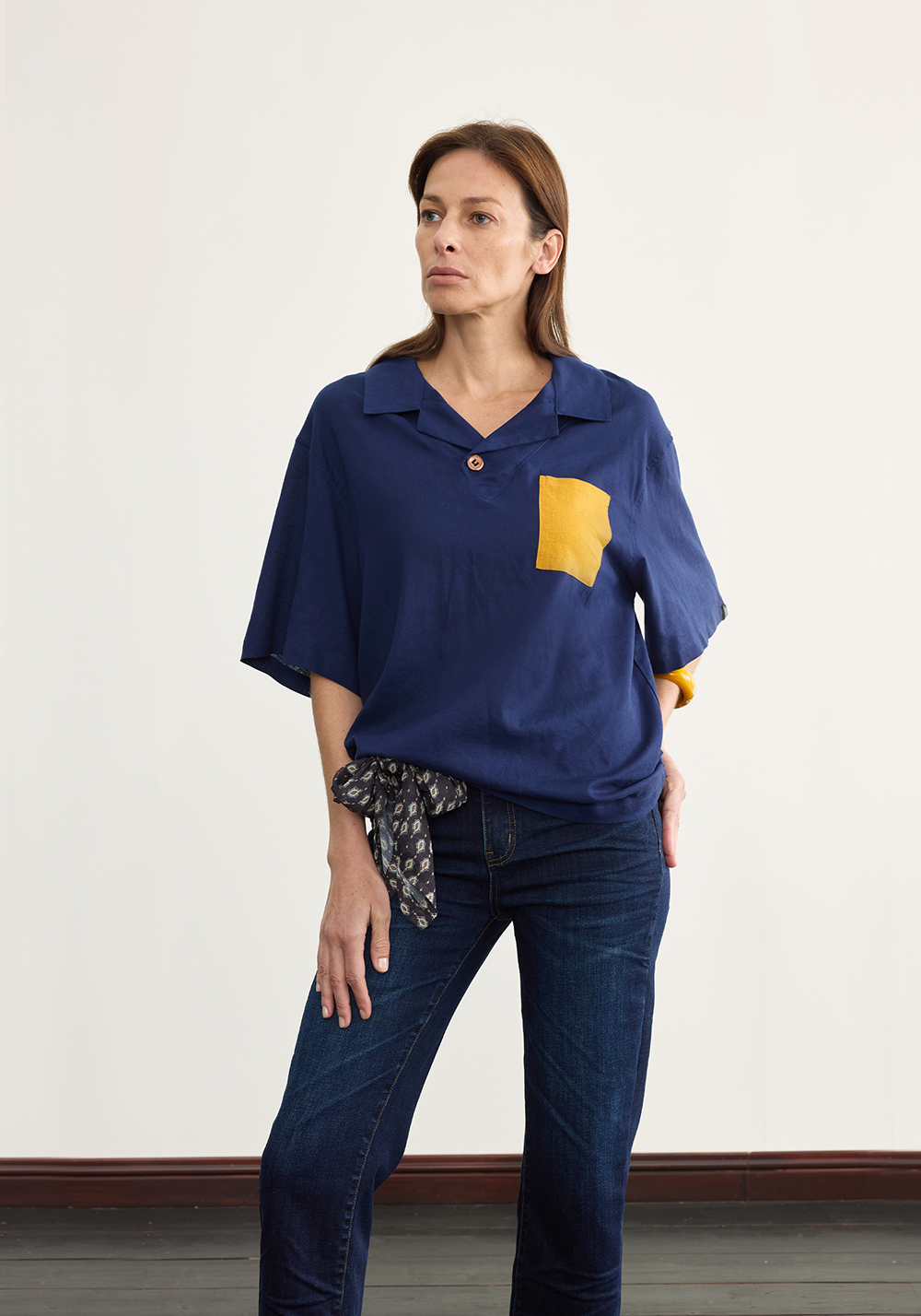 NyDkyel丨Cuban Collar Linen Tee - Contrast Pocket-Blue - PSYLOS 1, NyDkyel丨Cuban Collar Linen Tee - Contrast Pocket-Blue, T-Shirt, NyDkyel, PSYLOS 1