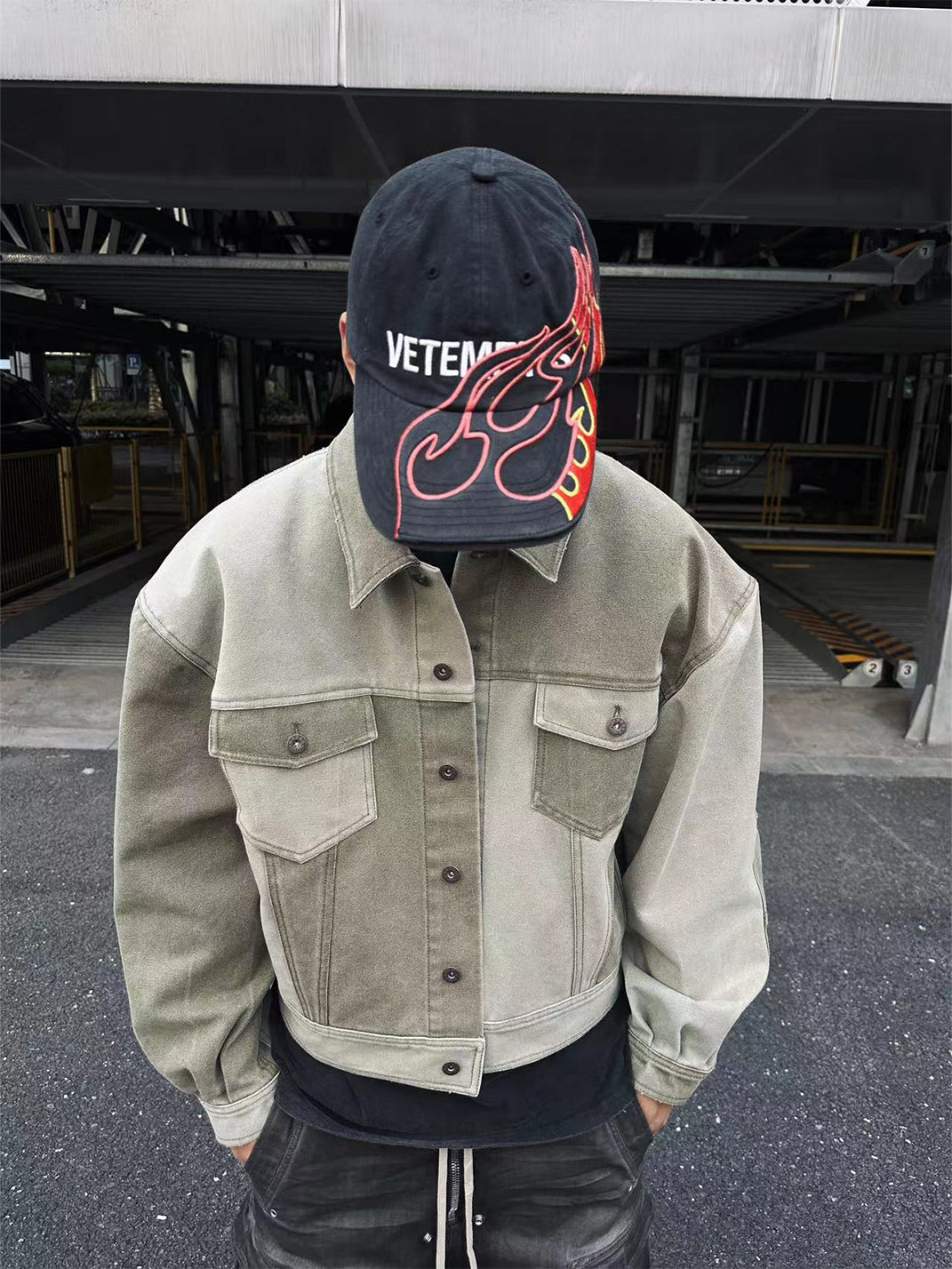 WoosterArchive | Oversized Two-Tone Patchwork Aged Demin Jacket - PSYLOS 1, WoosterArchive | Oversized Two-Tone Patchwork Aged Demin Jacket, Men's Wear, WoosterArchive, PSYLOS 1