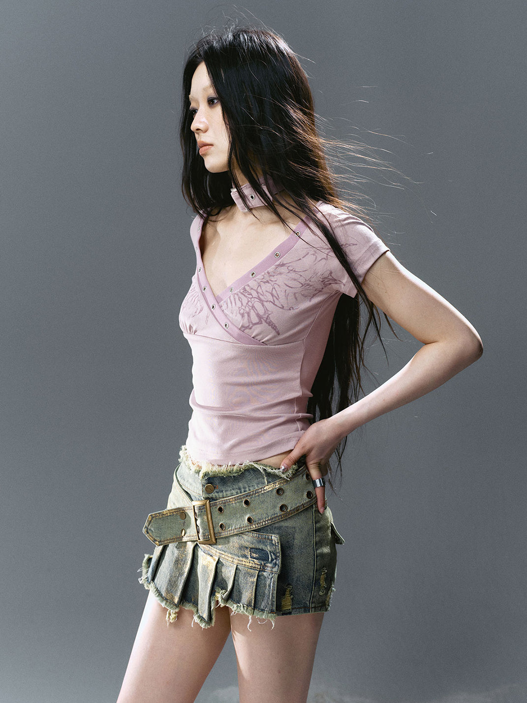 CestNous｜Women's Patchwork Pleated Denim Skort - PSYLOS 1, CestNous｜Women's Patchwork Pleated Denim Skort, Shorts, CestNous, PSYLOS 1