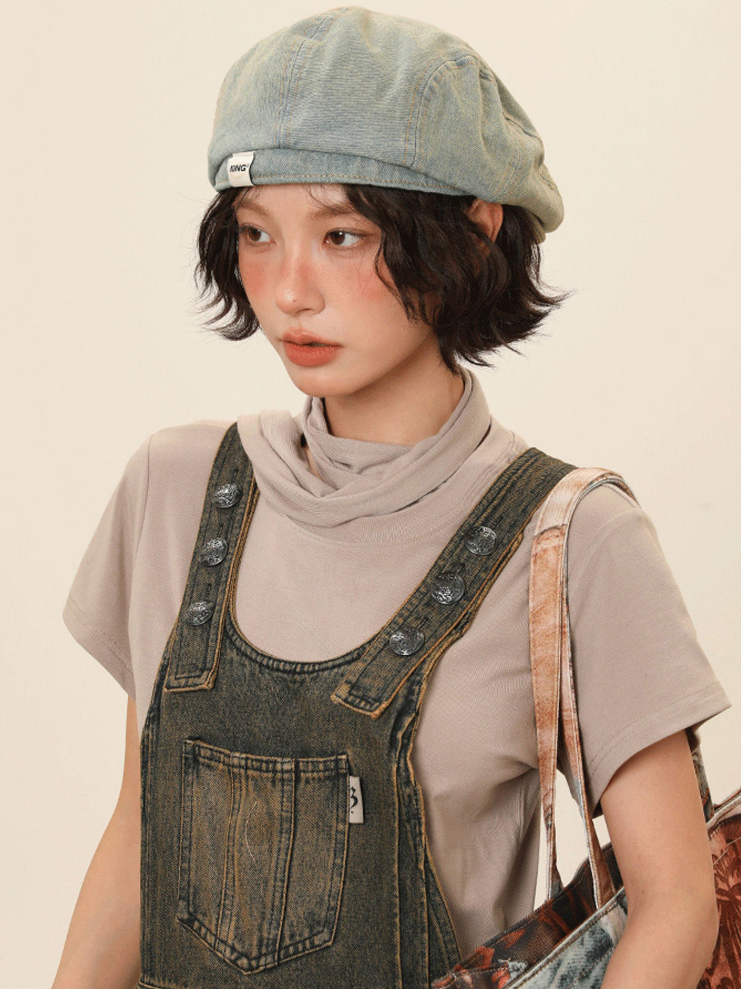 IIING | Retro Washed Denim Adjustable Beret Hat - PSYLOS 1, IIING | Retro Washed Denim Adjustable Beret Hat, Accessories, IIING, PSYLOS 1