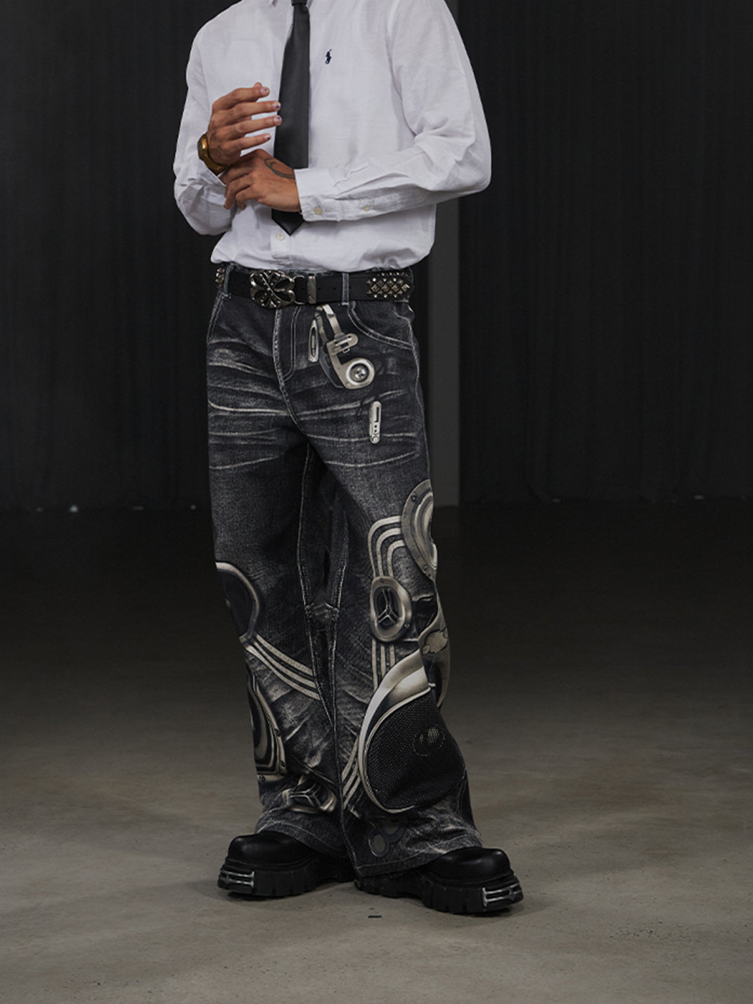 DND4DES | Printed Speaker Cut Flared Jeans - PSYLOS 1, DND4DES | Printed Speaker Cut Flared Jeans, Jeans, DND4DES•JAPAN, PSYLOS 1