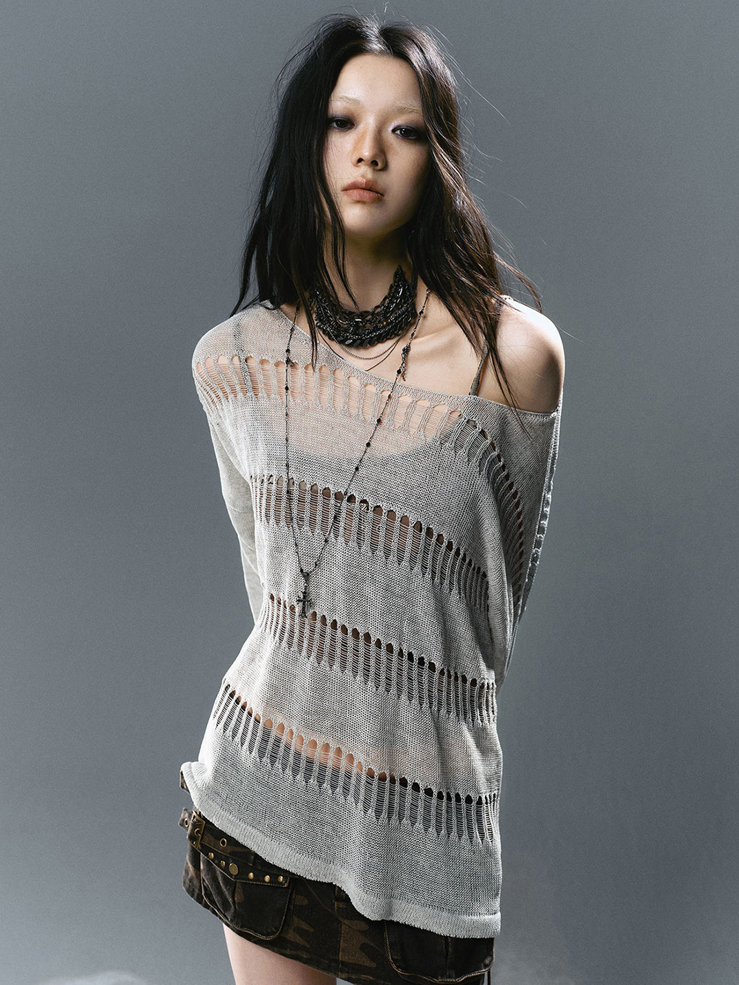 CestNous｜Women's Hollow Out Knit Long Sleeve Top - PSYLOS 1, CestNous｜Women's Hollow Out Knit Long Sleeve Top, Sweater, CestNous, PSYLOS 1