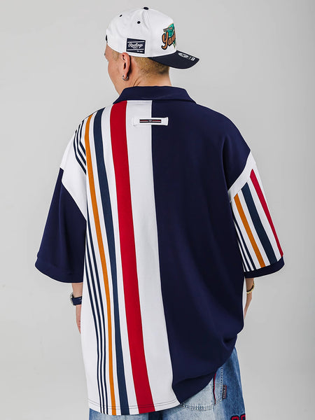 ACUSA | Asymmetrical Color Block Oversized Polo - PSYLOS 1, ACUSA | Asymmetrical Color Block Oversized Polo, Tops, ACUSA, PSYLOS 1