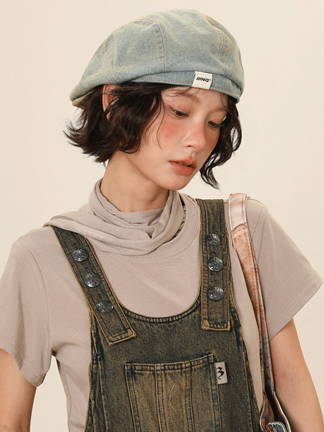 IIING | Retro Washed Denim Adjustable Beret Hat - PSYLOS 1, IIING | Retro Washed Denim Adjustable Beret Hat, Accessories, IIING, PSYLOS 1