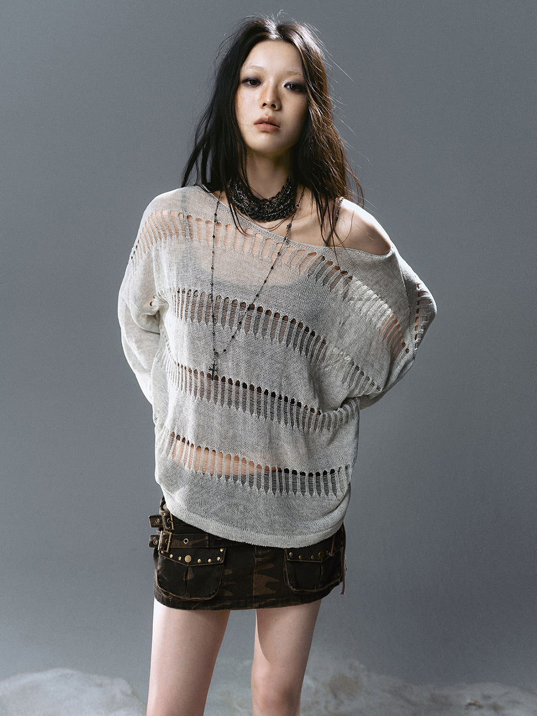 CestNous｜Women's Hollow Out Knit Long Sleeve Top - PSYLOS 1, CestNous｜Women's Hollow Out Knit Long Sleeve Top, Sweater, CestNous, PSYLOS 1