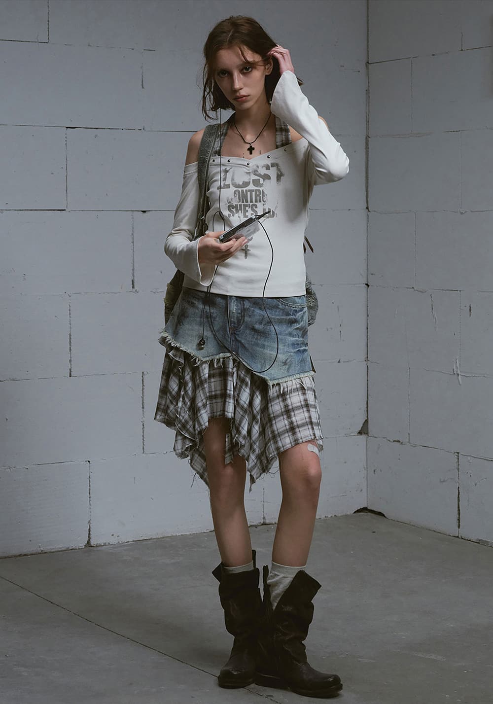 CestNous｜Lost Highway Deconstructed Denim Skirt - PSYLOS 1, CestNous｜Lost Highway Deconstructed Denim Skirt, Skirt, CestNous, PSYLOS 1