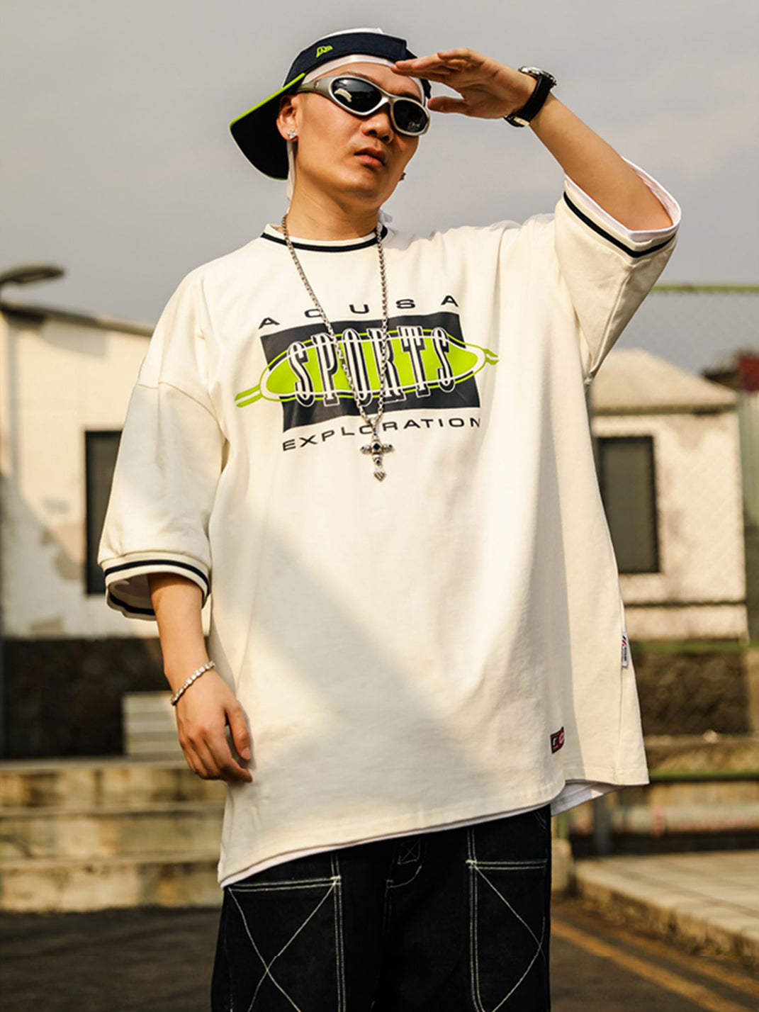 ACUSA | "SPORTS" Retro Graphic Oversized Cotton Tee - PSYLOS 1, ACUSA | "SPORTS" Retro Graphic Oversized Cotton Tee, Tops, ACUSA, PSYLOS 1