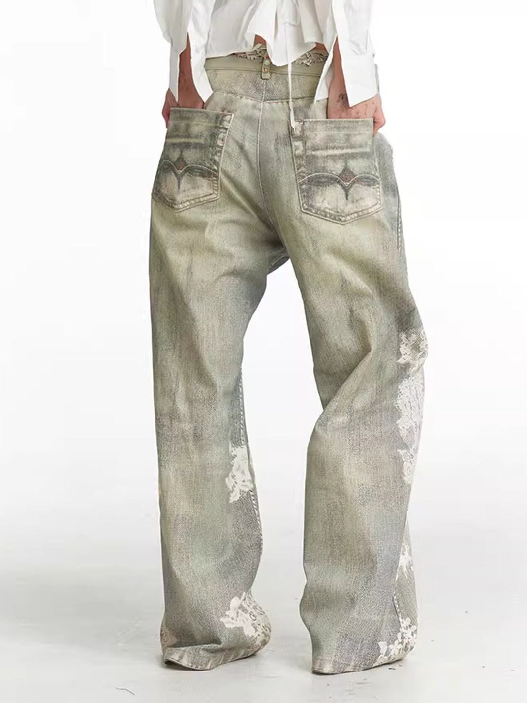 DND4DES | Lace Pattern Straight Flared Jeans - PSYLOS 1, DND4DES | Lace Pattern Straight Flared Jeans, Jeans, DND4DES•JAPAN, PSYLOS 1